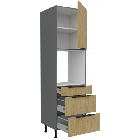 Zabudowa piekarnika z szufladami 60 cm CREMA dąb cremona / antracyt 60 DPS-215 2F